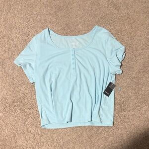 Sky Blue Buttoned Women's Blouse